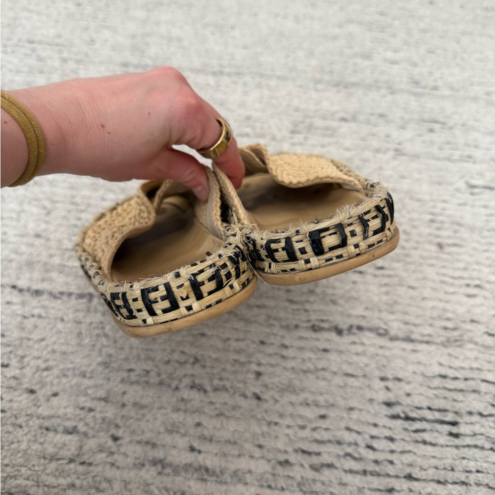 Fendi Women's Zucca FF logo Raffia Sandals - Picture 5 of 10